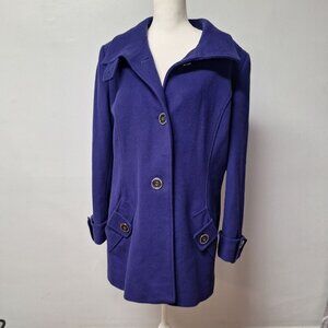 Pendleton Coat Lambs Wool Blue Jacket Single Button Womens 16P Petite‎ Short